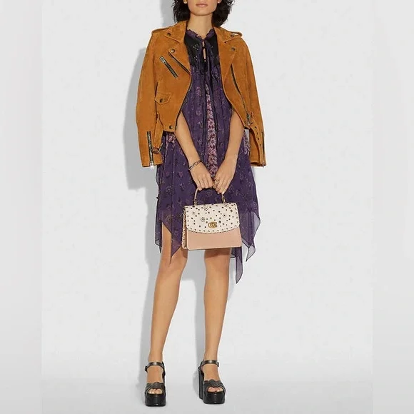 Coach Parker Top Handle With Scattered Rivets 69444 Tea Rose Applique - Picture 1 of 16